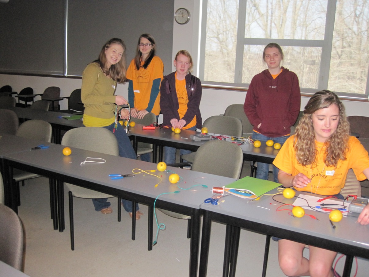 making lemon batteries with middle school girls